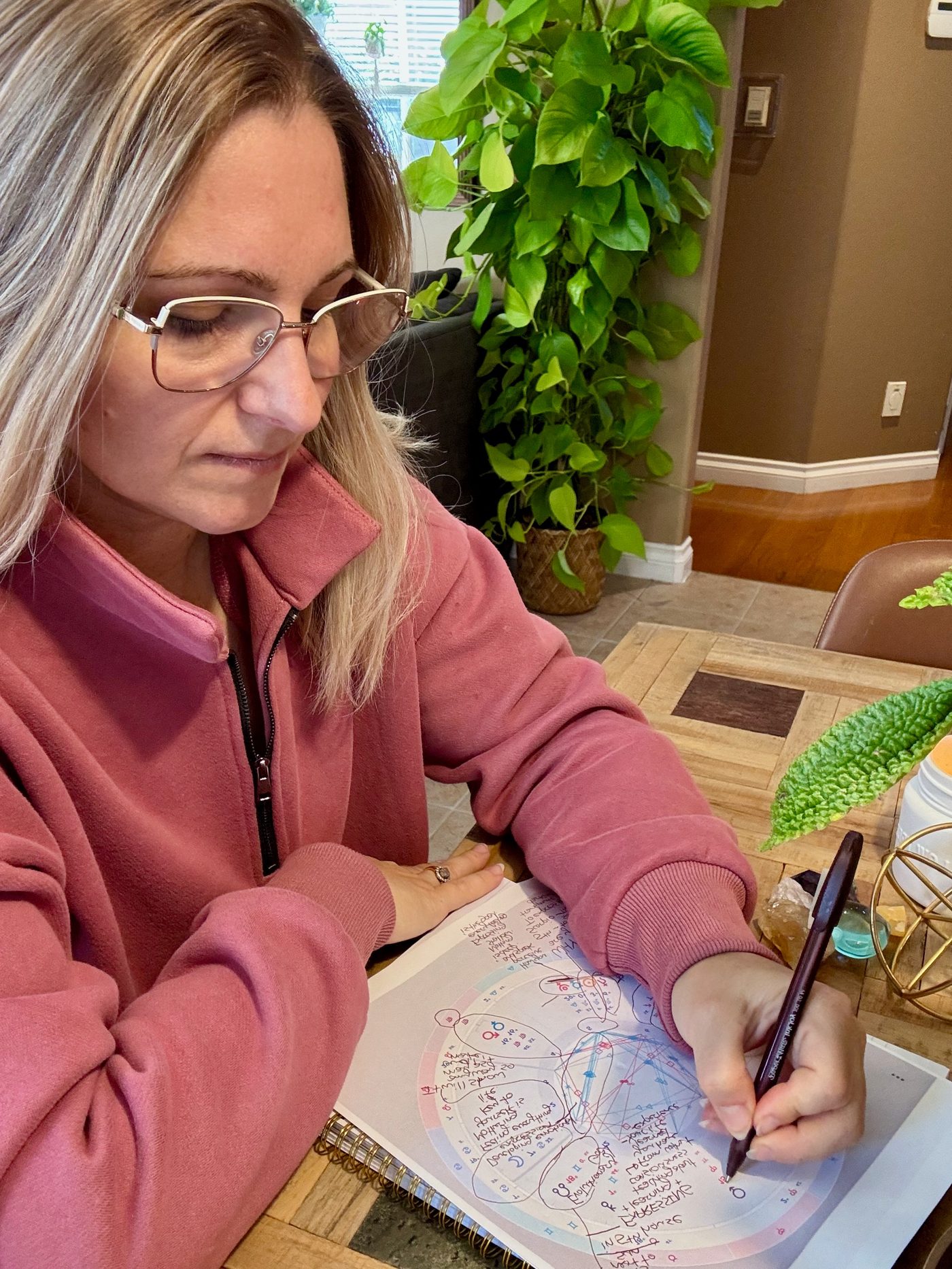 Casey reading a birth chart